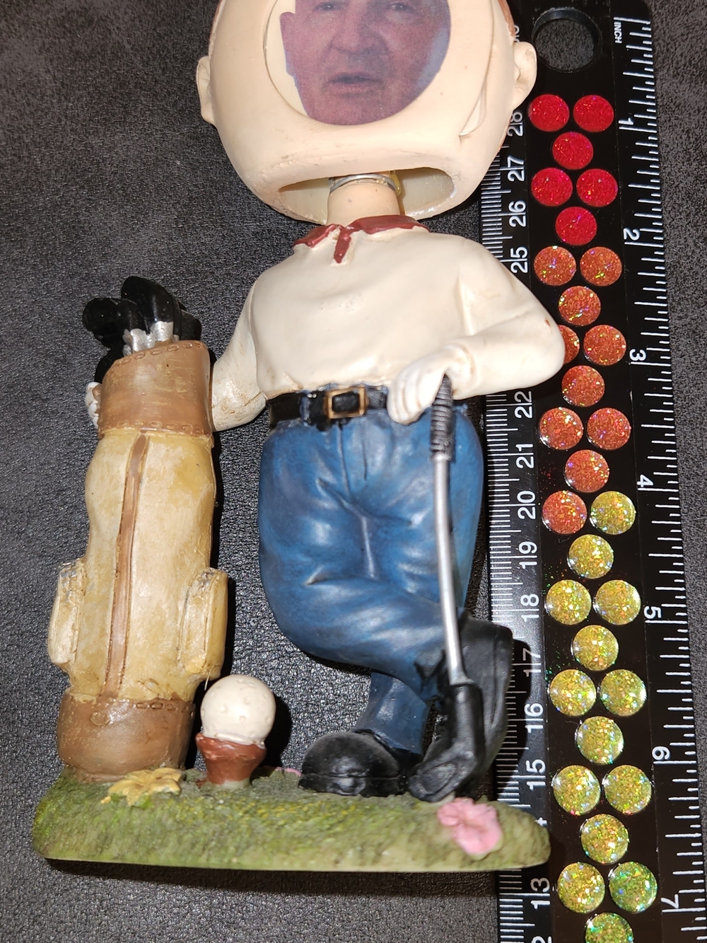 Source Unknown Men Golf Figurine – Cream Shirt, Blue Pants, Tan Bag